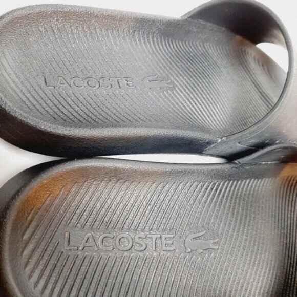 LACOSTE Croco Slide Sandals Lage Logo Black B&W Sz 6 - Picture 5 of 11